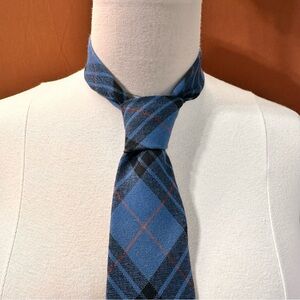 Vintage Scotland Mackay Man's Tie Handmade Wool Blue Multicolor Necktie Plaid